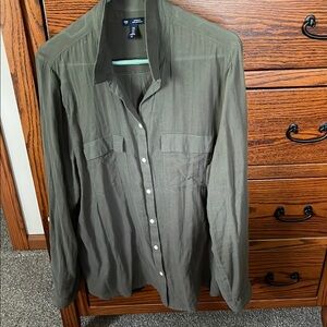 GAP Green Lightweight Shirt Jacket with Collared Neckline